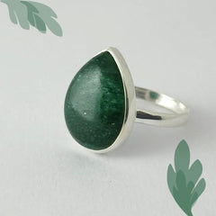 Pear Green Aventurine Silver Ring