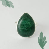 Round Green Malachite Silver Ring