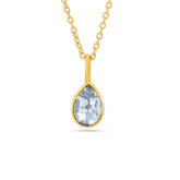 Pear Aquamarine 925 Silver Necklace