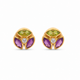 Marquiese Amethyst, Peridot Silver Earrings