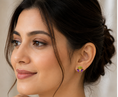 Marquiese Amethyst, Peridot Silver Earrings