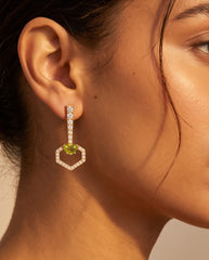 Peridot Stone Silver Earrings
