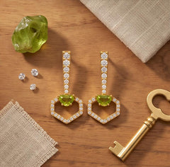 Peridot Stone Silver Earrings