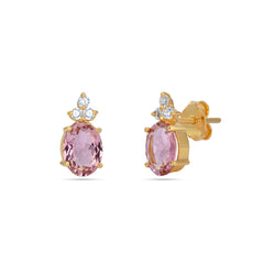 Pink Tourmaline CZ Silver Pendant Set