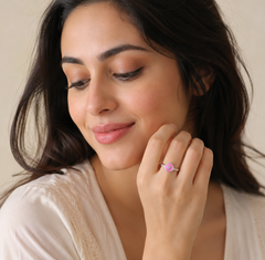 Pink Enamel With CZ Stone 925 Silver Rings