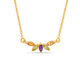 Gold necklace with gemstones on a white background