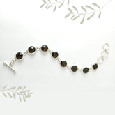 Round Brown Smoky Quartz Silver Bracelet