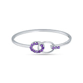Round Amethyst 925 Silver Bracelet