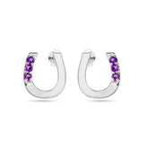 Round Amethyst Silver Earrings