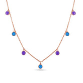 Round Purple And Blue Enamel Necklace In 925 Silver