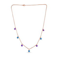 Round Purple And Blue Enamel Necklace In 925 Silver