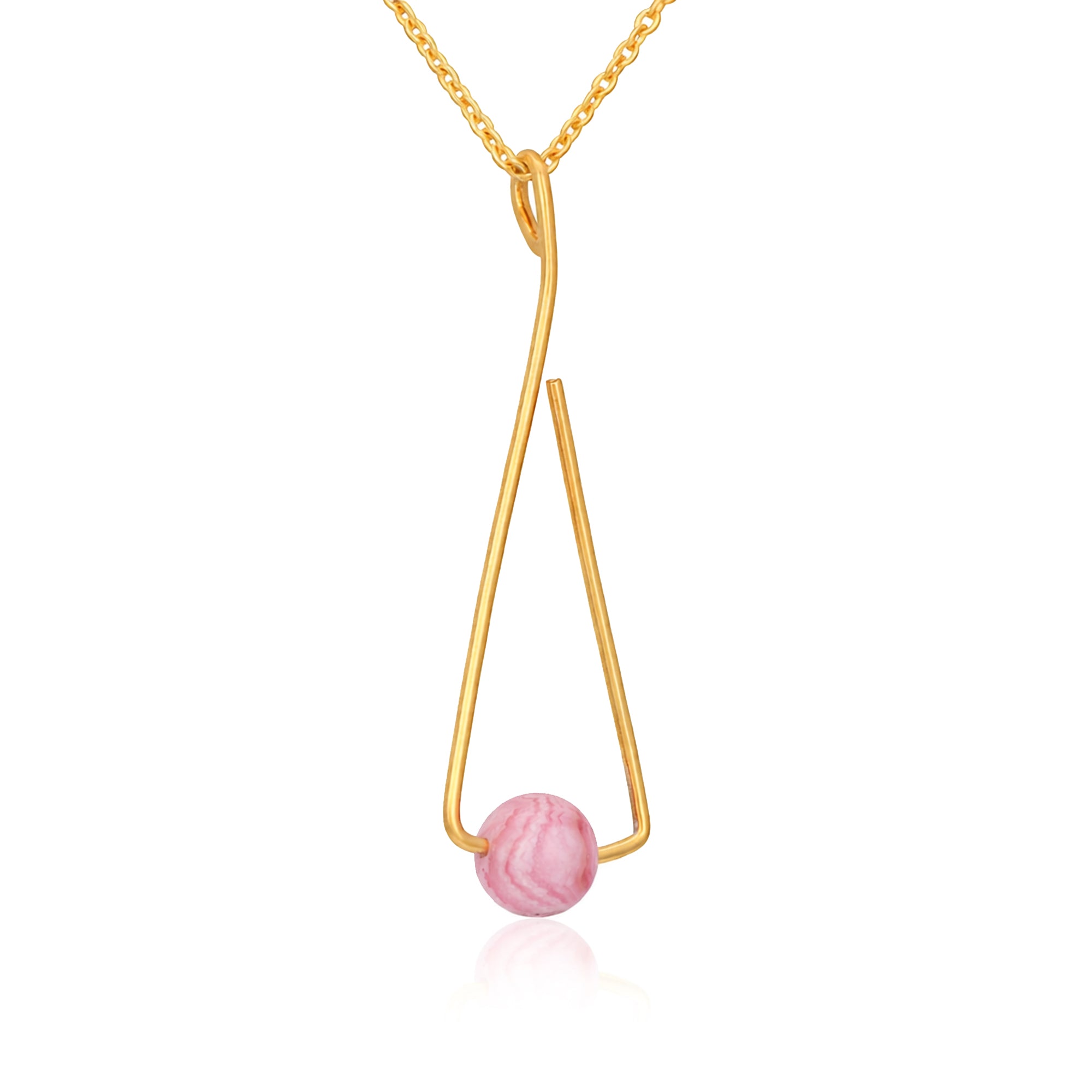 Soft Pink Wire Pendant Necklace in 925 Sterling Silver for Women