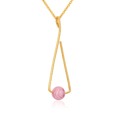 Soft Pink Wire Pendant Necklace in 925 Sterling Silver for Women