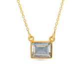 Square Aquamarine 925 Silver Necklace