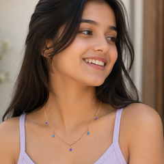 Star Charm Enamel Silver Necklace