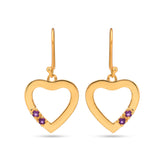 Sweetheart Amethyst Heart Dangle Earrings in 925 Silver