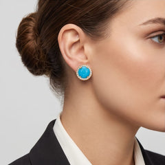 Turquoise Stone 925 Silver Earrings
