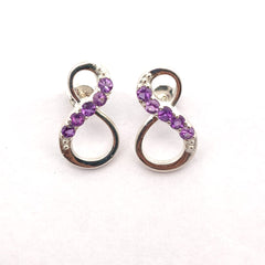 Round Amethyst Silver Earrings
