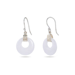 White Circle Earrings