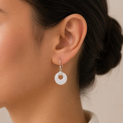 White Circle Earrings