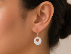 White Circle Earrings