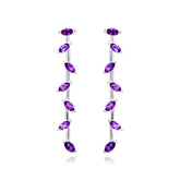 Zig-Zag Amethyst Dangle Earrings in 925 Silver