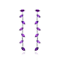 Zig-Zag Amethyst Dangle Earrings in 925 Silver