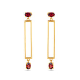 Oval Garnet Silver Earrings