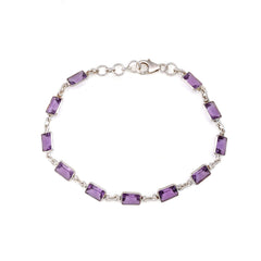 Calming Amethyst Silver Bracelet