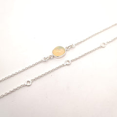 Oval Opal Silver Anklet