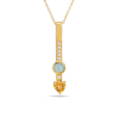 Citrine And Apatite With CZ Necklace In 925 Silver