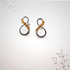 Round Citrine Silver Earrings