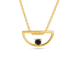 Round Black Spinel 925 Silver Necklace