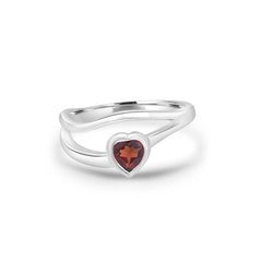 Heart Garnet Silver Ring