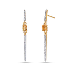 Citrine Stone Silver Earrings