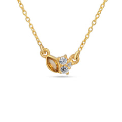Citrine Marquise With CZ 925 Silver Necklace