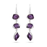Rough Amethyst Silver Earrings