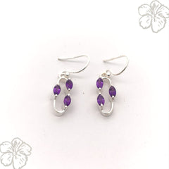 Marquise Amethyst Silver Earrings