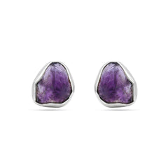 Rough Amethyst 925 Silver Studs