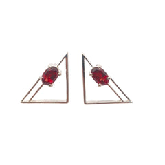 Oval Garnet Silver Earring