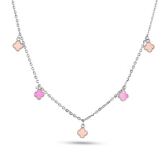 Clover Enamel Charm 925 Silver Necklace
