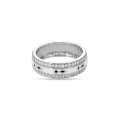 White Enamel With CZ 925 Silver Ring