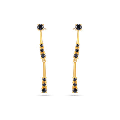 Black Spinel Stone Silver Earrings