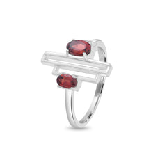 Oval Garnet Silver Ring