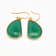 Green Onyx Silver Earrings