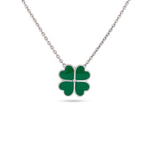 Green Clover Necklace In 925 Silver
