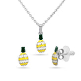 Kids Pineapple Jewellery Set in 925 Silver