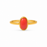 Oval coral silver ring