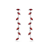 Garnet Stone Silver Earrings