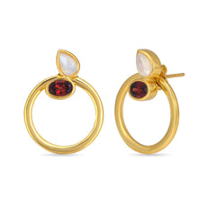 Full Circle Garnet & Moonstone Earrings